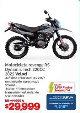 Soriana Híper Motocicleta Revenge RS Dynamik Tech 220cc 2025 VELOCI oferta