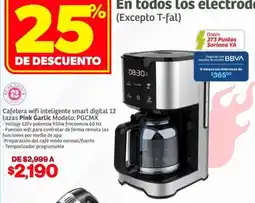 Soriana Híper Cafetera Wifi Inteligente Smart Digital 12 Tazas Pink Garlic oferta