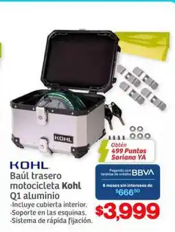 Soriana Híper Baúl trasero motocicleta KOHL Q1 aluminio oferta
