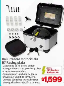 Soriana Híper Baúl trasero motocicleta R7 Racing plata oferta