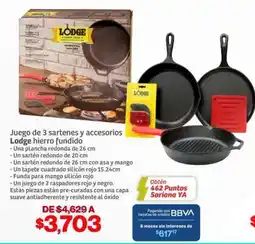 Soriana Híper Juego de 3 sartenes y accesorios Lodge hierro fundido oferta