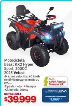 Soriana Híper Motocicleta Beast KX2 Hyper Sport 200cc 2025 VELOCI oferta