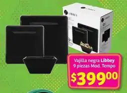 Soriana Híper Vajilla negra Libbey oferta