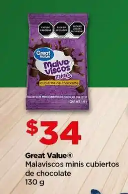 Bodega Aurrerá Great Value Malvaviscos minis cubiertos de chocolate oferta