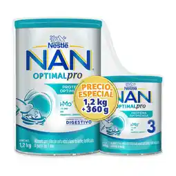 Farmacias YZA Alimento para Niños NAN 3 Optimal Pro 1 a 2 Años Pack de 1 Lata de 1.2kg + 1 Lata de 360g oferta