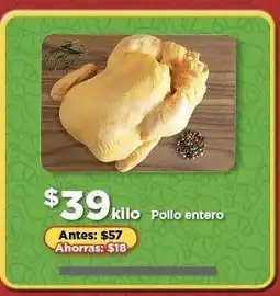 Bodega Aurrerá Pollo entero oferta