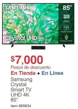 Costco Samsung crystal smart tv uhd 4k 85" oferta