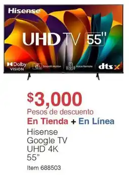 Costco Hisense google tv 55" oferta