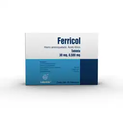 Farmacias Bazar FERRICOL 30MG/500MCG 30 TABLETAS oferta