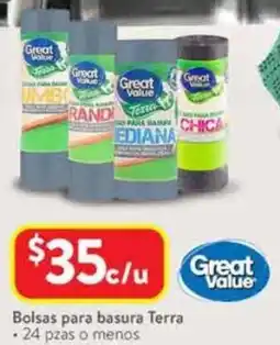 Walmart Great value bolsas para basura terra oferta