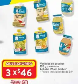 Walmart Gerber variedad de pouches oferta