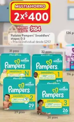 Walmart Pampers swaddlers pañales etapas 0-3 oferta