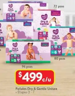 Walmart Pañales dry & gentle unisex etapas 3-7 oferta