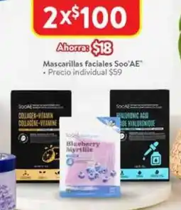 Walmart Mascarillas faciales Soo'AE oferta