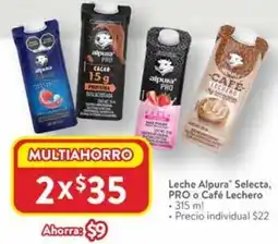 Walmart Leche alpura selecta, pro o café lechero oferta