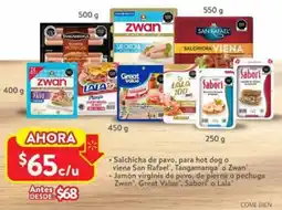Walmart San rafael, tangamanga o viena zwan salchicha de pavo, para hot dog oferta