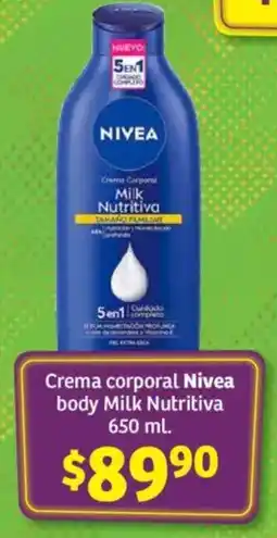 Soriana Mercado Nivea crema corporal body milk nutritiva oferta