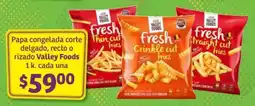 Soriana Híper Papa congelada corte delgado, recto o rizado Valley Foods oferta