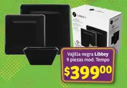 Soriana Híper Vajilla Negra Libbey oferta