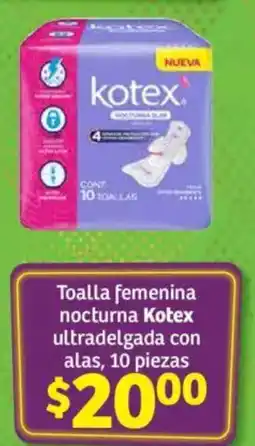 Soriana Mercado Kotex toalla femenina nocturna ultradelgada con alas oferta