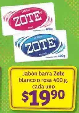 Soriana Mercado Zote jabón barra blanco o rosa oferta