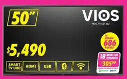 Soriana Mercado Vios smart tv 50" oferta