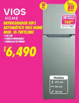 Soriana Mercado Vios home refrigerador 10p3 automático oferta