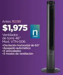 Chedraui Ventilador de torre 46" oferta