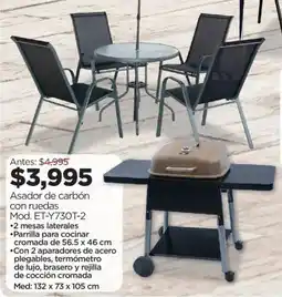 Chedraui Asador de carbón con ruedas oferta