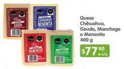 Queso chihuahua, gouda, manchego o menonita