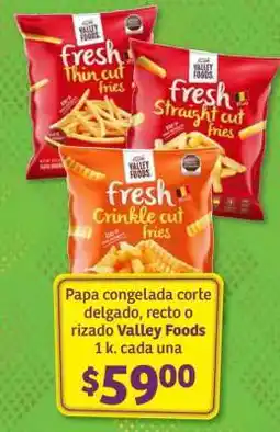 Soriana Híper Papa congelada corte delgado, recto o rizado Valley Foods oferta