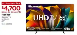 Costco Hisense google tv 65" oferta