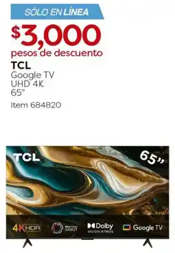 Costco TCL google tv 65" oferta