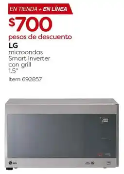 Costco LG microondas smart inverter con grill 1.5" oferta