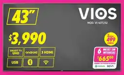 Soriana Híper VIOS smart tv 43" oferta