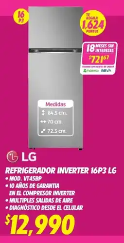 Soriana Híper LG Refrigerador inverter 16p3 oferta