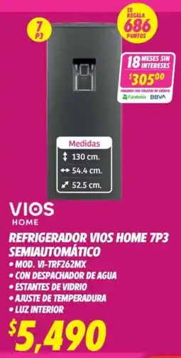 Soriana Híper VIOS HOME Refrigerador 7p3 semiautomático oferta