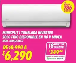 Soriana Híper Midea minisplit 1 tonelada inverter solo frío disponible oferta