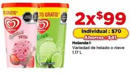 Bodega Aurrerá Holanda variedad de helado o nieve oferta