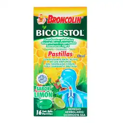 Farmacias YZA Broncolin Bicoestol Limón 16 Past oferta