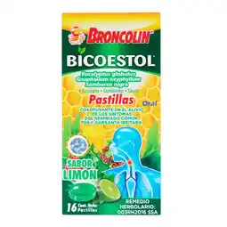 Farmacias YZA Broncolin Bicoestol Limón 16 Past oferta