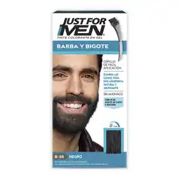 Farmacias YZA JUST FOR MEN TINTE BARBA/BIGOTE NEGRO GEL 1 PZA oferta