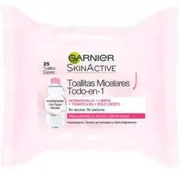 Farmacias YZA Toallitas de Agua Micelar Desmaquillantes Garnier 25 Unidades oferta
