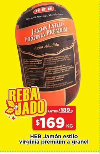 HEB Jamón virginia oferta