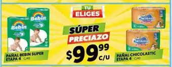 Pañal Bebin Super Etapa 4 c/40 / Pañal Chicolastic Etapa 4 c/40