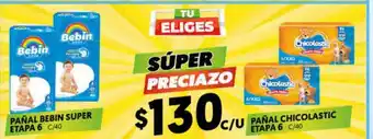 Merco Pañal Bebin Super Etapa 6 c/40 / Pañal Chicolastic Etapa 6 c/40 oferta