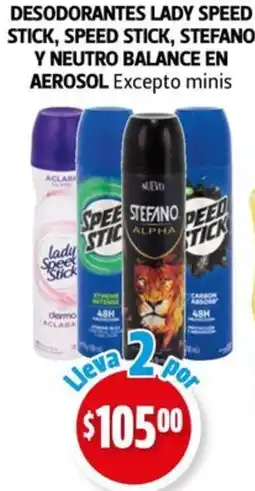 Farmacias Guadalajara Lady speed stick, speed stick, stefano y neutro desodorantes oferta