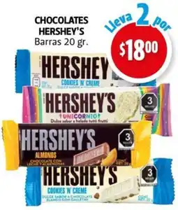 Farmacias Guadalajara Hershey's chocolates barras oferta