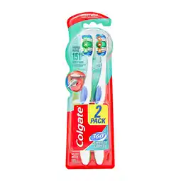 Farmacias YZA COLGATE 360° CEPILLO DENTAL TAMAÑO MEDIO 2 PIEZAS oferta
