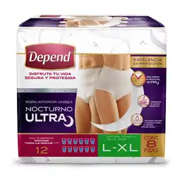 Farmacias YZA DEPEND NOCTURNO GRANDE UNISEX ROPA INTERIOR 8 PZS oferta